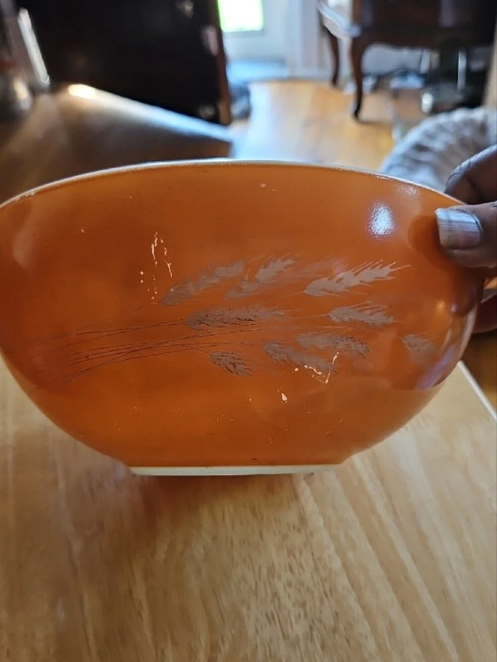 Pyrex Cinderella Harvest Wheat Orange And White 2.5 Quart Mixing Bowl # 443